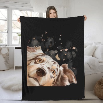 Discover Fuuny Curious Aussie Dog Australian Shepherd Fleece Blankets