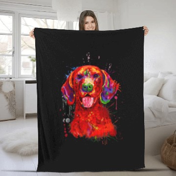 Discover Funny Watercolor German Shorthaired Pointer For Dog Owners Fleece Blankets