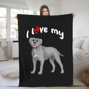 Discover I Love My Gray Cane Corso Dog Fleece Blankets