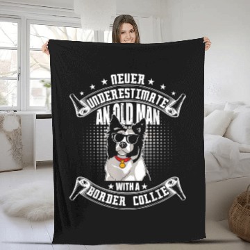 Discover Never Underestimate An Old Man With Border Collie Dog Baseball Tees Fleece Blankets