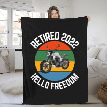 Discover Retired Biker 2Hello Freedom Motorcycle Fleece Blankets