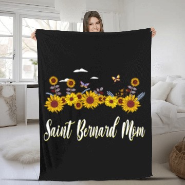 Discover Saint Bernard Mom Sunflower Zip Fleece Blankets