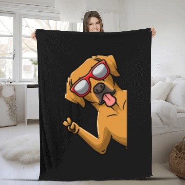 Discover Rhodesian Ridgeback Dog From Side With Sunglasses Fleece Blankets