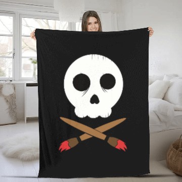 Discover Skull and Paintbrush Artist Crossbones Fleece Blankets
