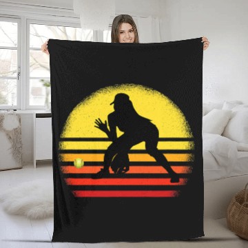 Discover Softball Sunset Fielder Girls Fastpitch 3 Fleece Blankets