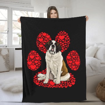 Discover Saint Bernard Dog Love Pata Fleece Blankets