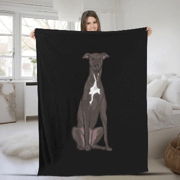 Discover Italian Greyhound Dog Sitting Fleece Blankets