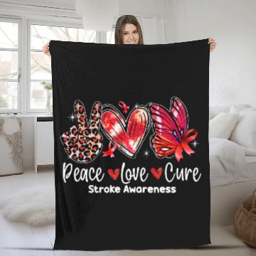 Discover Peace Love Cure Butterfly Stroke Awareness Fleece Blankets