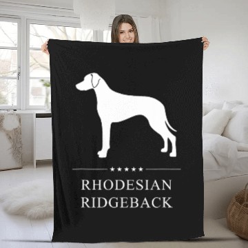 Discover Rhodesian Ridgeback Dog White Silhouette Fleece Blankets