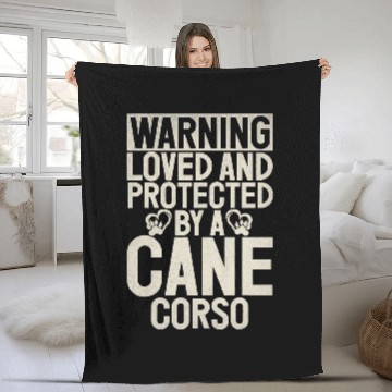 Discover Warning loved an protected by a Cane Corso Fleece Blankets
