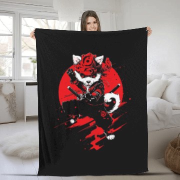 Discover Pomchi Dog Ninja Samurai Japanese Transformation Cute Baseball Tees Fleece Blankets