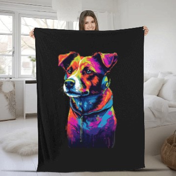 Discover Jack Russell Terrier 80s Dog Fleece Blankets