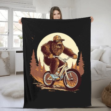 Discover Sasquatch Mountain Biker MTB Biking 2 Zip Fleece Blankets