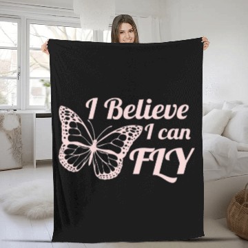 Discover Womens I Belive I Can FLY Butterfly Fleece Blankets