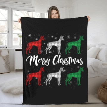 Discover Ibizan Hound Merry Christmas Argyle Dog Fleece Blankets