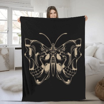 Discover Optical Illusion Butterfly Skull Fleece Blankets