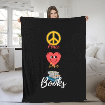 Discover Peace Love Books Book Lovers Bookworm Baseball Tees Fleece Blankets