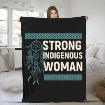 Discover Strong Indigenous Woman Native American 1 Fleece Blankets