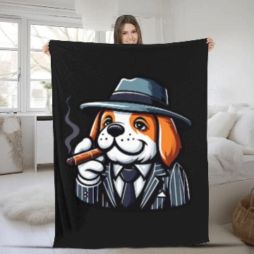 Discover Saint Bernard Gangster Funny Dog Mobster Baseball Tees Fleece Blankets