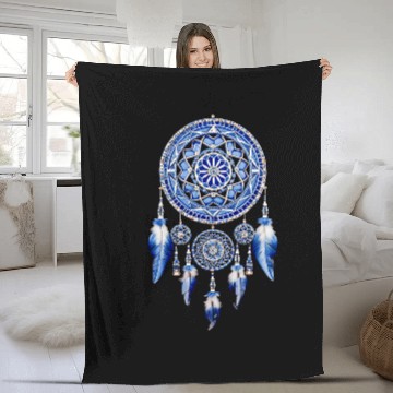 Discover Native American Dreamcatcher Indian Design 7 Fleece Blankets