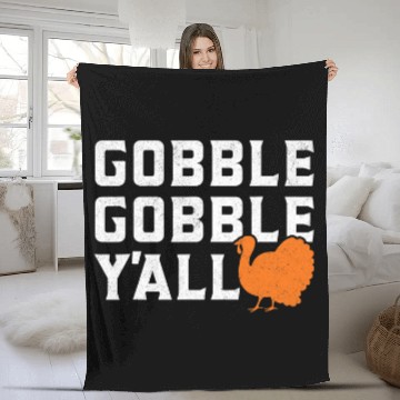 Discover Retro Gobble Gobble Yall Cute Turkey Thanksgiving Fleece Blankets