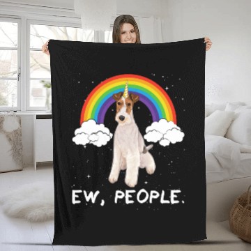 Discover Rainbow Wire Fox Terrier Ew People Unicorns Dog 1 Fleece Blankets
