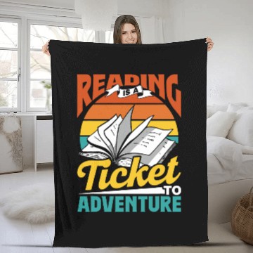 Discover Reading Is A Ticket To Adventure Librarian Books Library Baseball Tees Fleece Blankets