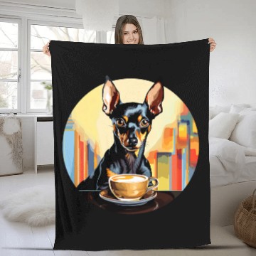 Discover Miniature Pinscher Coffee Funny Dog Beverage Fleece Blankets