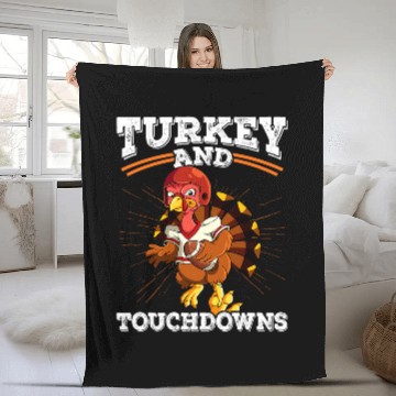 Discover Thanksgiving Football Turkey And Touchdowns 21 Baseball Tees Fleece Blankets