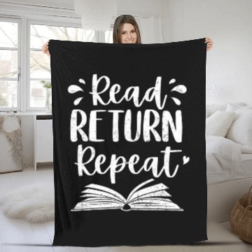 Discover Read Return Repeat Reading Bookworm Librarian Reader Grunge Fleece Blankets