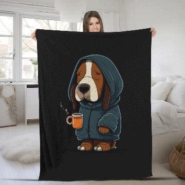 Discover Grumpy Coffee Lover Dog on Coffee Basset Hound Baseball Tees Fleece Blankets