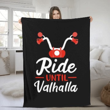 Discover Ride Until Valhalla 2Biker Motorcyclist Funny Motorcycle Fleece Blankets