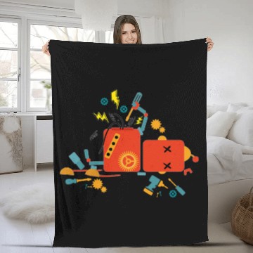 Discover Robotics Engineering Boy Robot Lover Baseball Tees Fleece Blankets