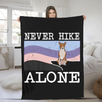 Discover Never Hike Alone Basenji Dog Hiking Baseball Tees Fleece Blankets