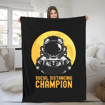 Discover Social Distancing Champion Astronaut Moon Retro Funny Fleece Blankets