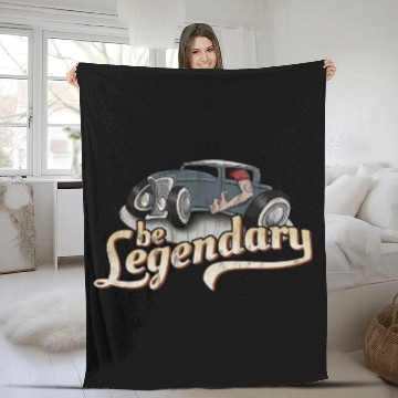 Discover Quirky Cartoon Oldtimer Hot Rod Rockabilly Be Legendary Fleece Blankets