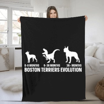 Discover German Shepherd Evolution Design for a Boston Terriers Owner Fleece Blankets