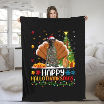 Discover Funny Happy German Shorthaired Pointer Dog HelloThanksMas Zip Fleece Blankets