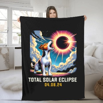Discover Jack Russell Terrier Dog Howling At Solar Eclipse Baseball Tees Fleece Blankets