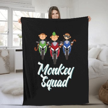 Discover Monkey Tail Wild Primate Biker Squad Motorcycle Monkies Ride Fleece Blankets