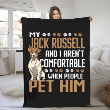 Discover Funny Dont Pet Him Jack Russel Fleece Blankets