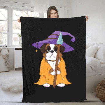 Discover Saint Bernard Wizard Funny Dog Magic Fleece Blankets