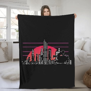 Discover Motorcycle Evolution vintages 80s Retro Biker Motorcyclist 22 Fleece Blankets