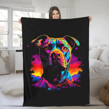 Discover Pitbull Dog Mountain Art Fleece Blankets