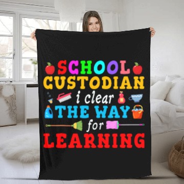Discover School Custodian Clear Trail Learning Janitor Funny Gift 21 Fleece Blankets
