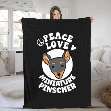 Discover Peace Love Miniature Pinscher Dog Breed Baseball Tees Fleece Blankets