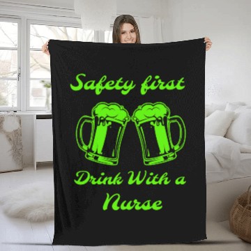 Discover Safety First Drink With A nurses Beer Lovers St Patricks Day Fleece Blankets