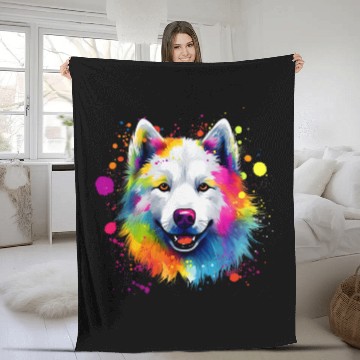 Discover Samoyed Lovers Colorful Pop Art Samoyed Dog Baseball Tees Fleece Blankets