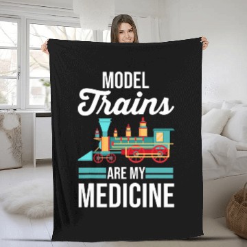 Discover Model Train RC Railroad Railway Locomotive Fleece Blankets