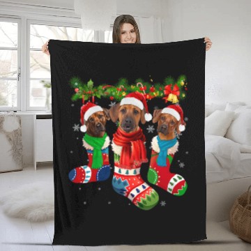 Discover Rhodesian Ridgeback In Christmas Socks Fleece Blankets